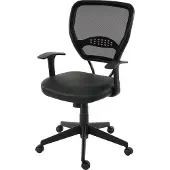Mendler Professionele bureaustoel Seattle, directiedraaistoel, 150 kg belastbaar, kunstleer ~ zwart met armleuningen