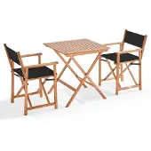 Oviala - Vierkante inklapbare bistrotafel en 2 inklapbare zwarte stoelen - Sete