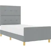 Syfax Bedframe met hoofdeinde Lichtgrijs 90 x 190 cm Stof