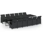 Syfax 13-delige Tuinset met kussens poly rattan zwart