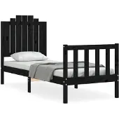 vidaXL Bedframe met hoofdbord massief hout zwart