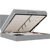 vidaXL Ottoman bed met matras en LED's 180x200cm stof lichtgrijs