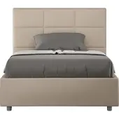 Ityhome Mika queensize bed met beklede opbergruimte, afmetingen 120x190 cm, bekleed met grijze kunstleer