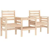 vidaXL Tuinbank met tafel, 2-persoons, massief hout, grenen