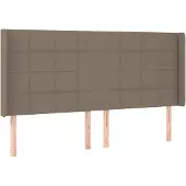vidaXL Hoofdbord met randen 183x16x118/128 cm stof taupe