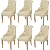 Syfax Eetkamerstoelen 6 st stof crèmekleurig