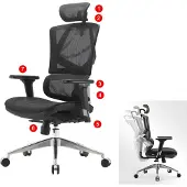 Sihoo bureaustoel bureaustoel ergonomisch, lendensteun hoge rugleuning 3D armleuningen ~ mesh zwart