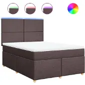 vidaXL Boxspring met matras stof donkerbruin 160x200 cm