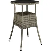 Syfax Tuintafel Ø60x75 cm gehard glas en poly rattan grijs