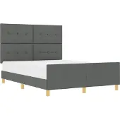 vidaXL Bedframe met hoofdeinde Donkergrijs 160 x 200 cm Stof