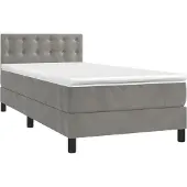 Syfax Boxspring met matras fluweel lichtgrijs 90x200 cm