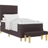 vidaXL Boxspring bed met hoofdeinde Donkerbruin 190 x 90 cm Stof