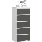 Akord Ladekast CL5 met 5 Lades / Furniture Factory / Wit - Grafietgrijs / 40 x 92 x 35 cm