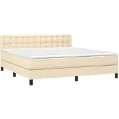 vidaXL Boxspring met matras stof crèmekleurig 160x200 cm