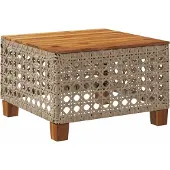 Syfax Tuintafel 55x55x36 cm poly rattan en acaciahout beige