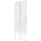 Mexen Velar badwand 2-delige schuifwand 75 x 150 , transparant, wit - 896-075-000-01-20