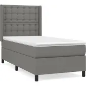 Syfax Boxspring met matras stof donkergrijs 90x200 cm