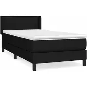 vidaXL Boxspring met matras stof zwart 100x200 cm