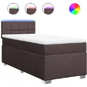 vidaXL Boxspring met matras stof donkerbruin 100x200 cm