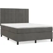 Syfax Boxspring met matras fluweel donkergrijs 140x200 cm