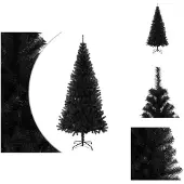 vidaXL Kunstkerstboom met standaard, zwart, 180 cm, PVC - Kerstbomen