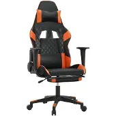 vidaXL Massage gamestoel met voetensteun kunstleer zwart en oranje