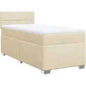 vidaXL Boxspring met matras stof crèmekleurig 80x200 cm