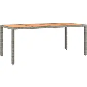 Syfax Tuintafel met houten blad poly ratten en acaciahout grijs