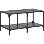 vidaXL Salontafel met zwart glazen blad 78,5x40x40 cm staal