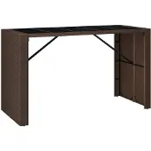 Syfax Bartafel met glazen blad 185x80x110 cm poly rattan bruin