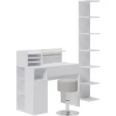 Vicco Bureau Wit 3 delen, met boekenplank en kruk, Model 41639