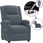 Syfax Massagestoel elektrisch fluweel donkergrijs