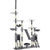 Syfax Kattenpaal met sisal krabpalen 230-250 cm pootafdrukken grijs
