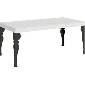 Itamoby Paxon uitschuifbare tafel, 200/304 x 90 cm, esdoornhout, wit, met poten in antracietgrijs