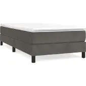 Syfax Boxspring met matras fluweel donkergrijs 90x190 cm