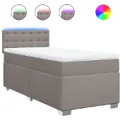 vidaXL Boxspring met matras stof taupe 100x200 cm