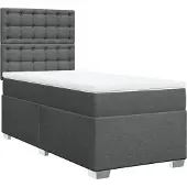 vidaXL Boxspring met matras stof donkergrijs 90x190 cm