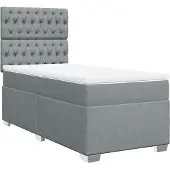 vidaXL Boxspring met matras stof lichtgrijs 90x200 cm