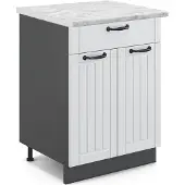 Vicco Keukenonderkast Fame-Line Wit Landhuis 60 cm met lade, WB Marmer, Model 45521