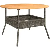 Syfax Tuintafel met acaciahouten blad Ø110x71 cm poly rattan grijs