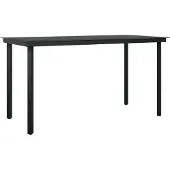 Syfax Tuintafel 140x70x74 cm staal en glas zwart