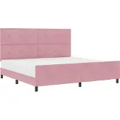 vidaXL Boxspringbed met hoofdeinde, roze, 200 x 200 cm, fluweel