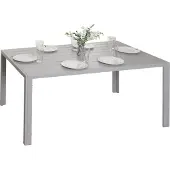 Mendler Aluminium eettafel -N40, bistrotafel tuintafel balkontafel, weerbestendig 140x80cm ~ lichtgrijs