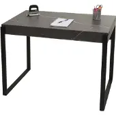 Mendler Bureau -L53, bureau computer bureau werktafel, metaal 100x54cm ~ marmer look grijs
