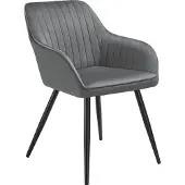 TecTake - Fluwelen stoel met gestikt patroon - Moderne eetkamerstoel - Kuipstoel - Woonkamer, eetkamer, lounge of kaptafelstoel - Div. kleuren - Grijs/zwart