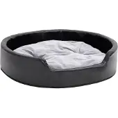Syfax Hondenmand 79x70x19 cm pluche en kunstleer zwart en grijs