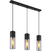 Globo Strakke hanglamp Annika 3-lichts zwart