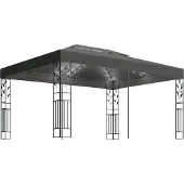 Syfax Prieel met dubbel dak en LED-lichtslinger 3x4 m antracietkleur