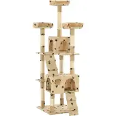 Syfax Kattenkrabpaal met sisal krabpalen 170 cm pootafdrukken beige