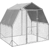 vidaXL Kippenren met dak 2,5x2x2,25 m gegalvaniseerd staal